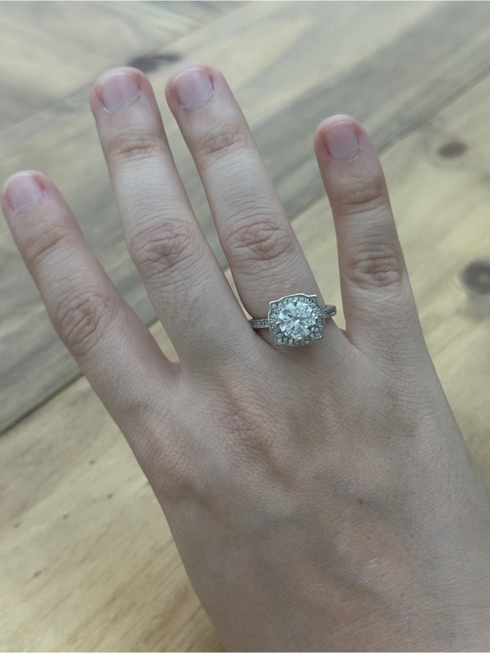 Large CZ rhodium plated adjustable size women’s ring size 8-12